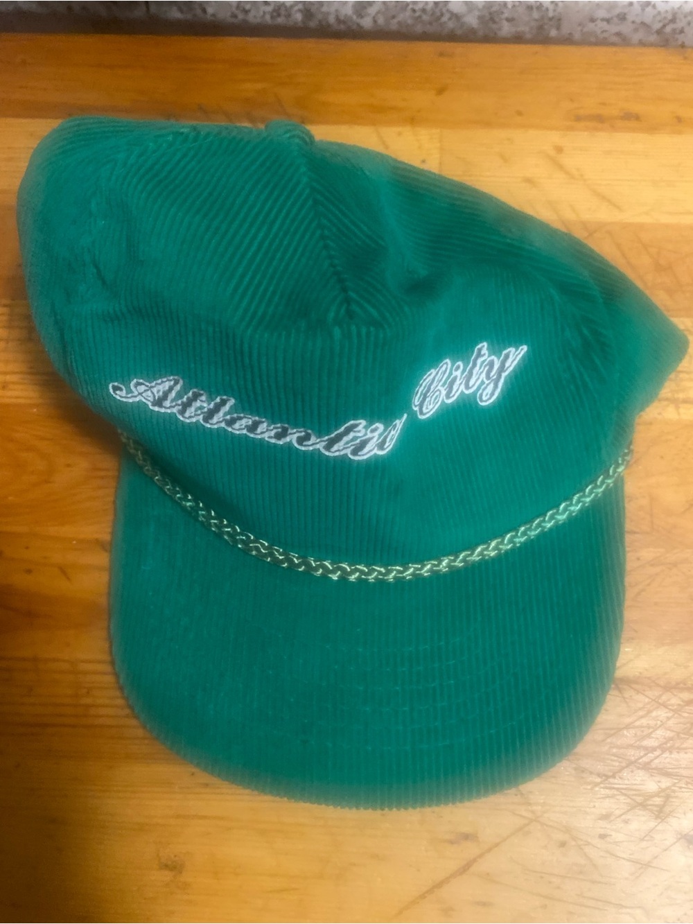 Atlantic City Green Corduroy Cap with Chain stylish hat unisex.